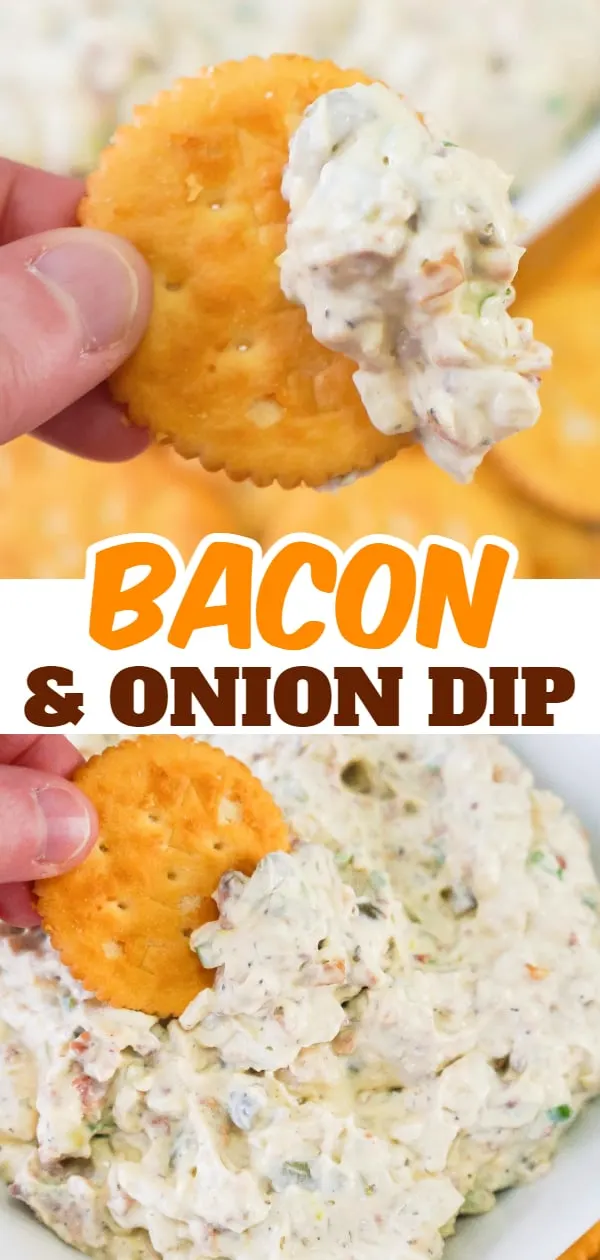 Bacon and Onion Dip is a cold party dip made with cream cheese and loaded with onions and bacon.