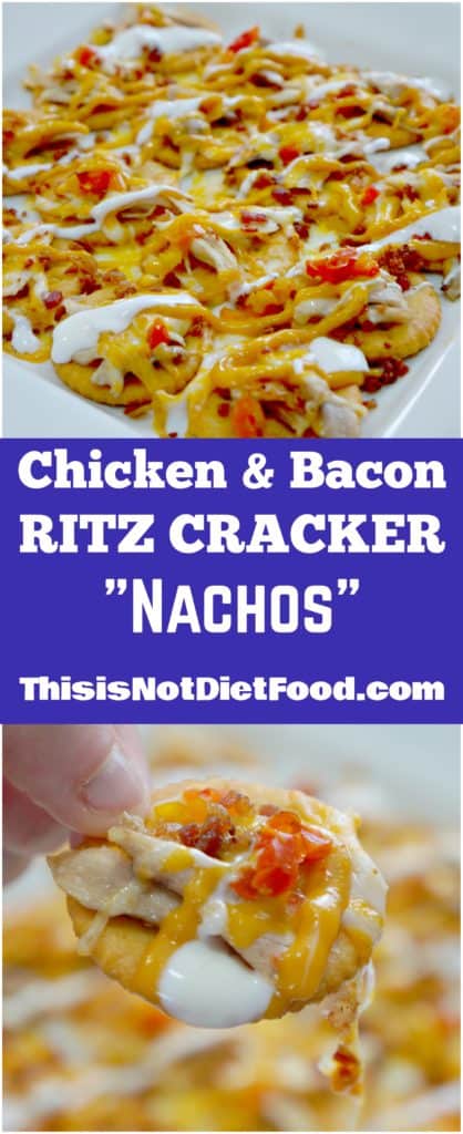 Chicken & Bacon Ritz Cracker Nachos. Easy snack or appetizer recipe.