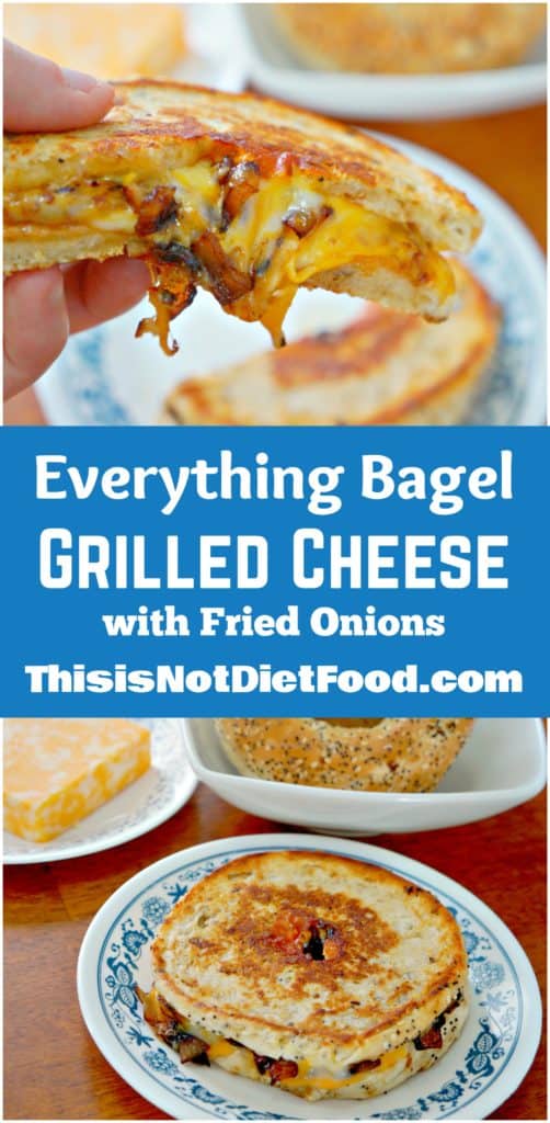 Everything Bagel Grilled Cheese with Fried Onions. Easy lunch recipe.