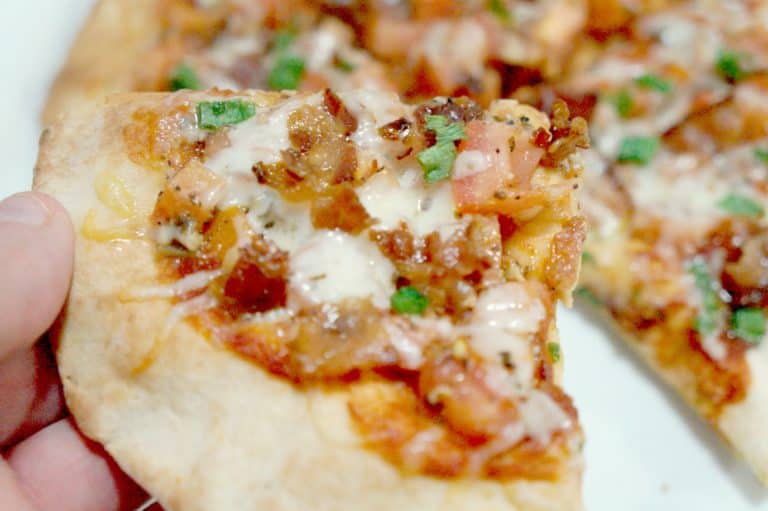 Bruschetta Pita Pizza with Bacon