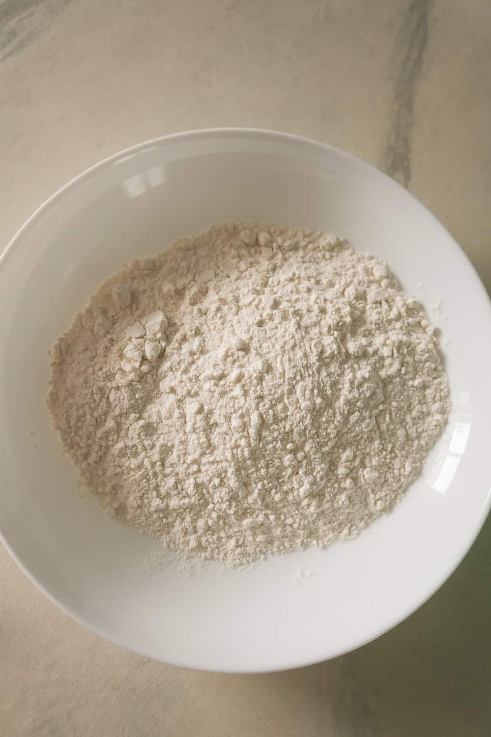 flour in a white bowl