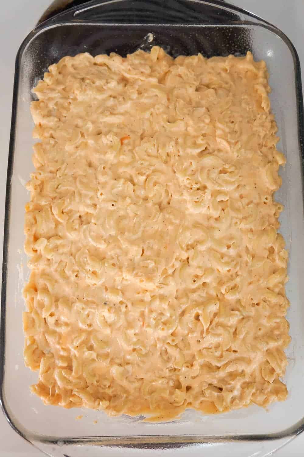 homemade macaroni and cheese in a baking dish