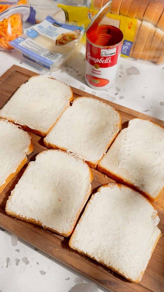 bread slices on a cutting board