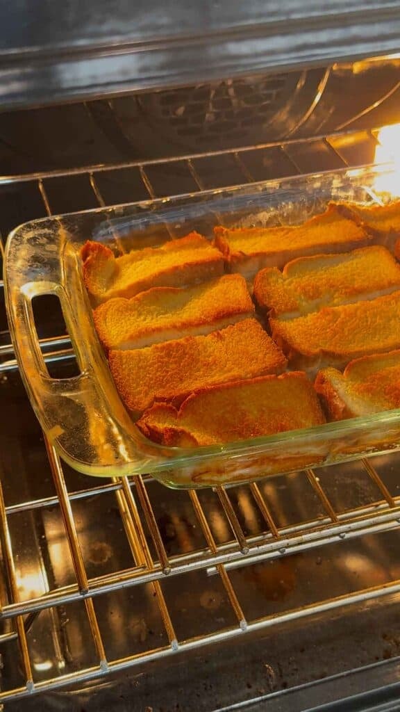 grilled cheese casserole baking in the oven