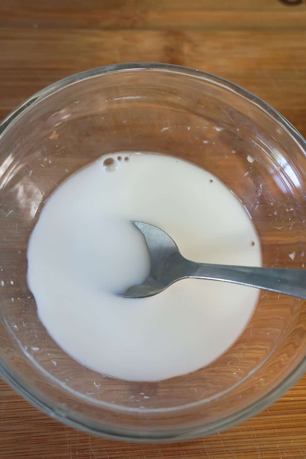 cornstarch and water in a small glass bowl