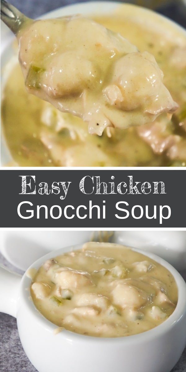 Easy Chicken Gnocchi Soup is a delicious creamy soup recipe perfect for fall. This hearty soup is loaded with shredded chicken and mini potato dumplings.