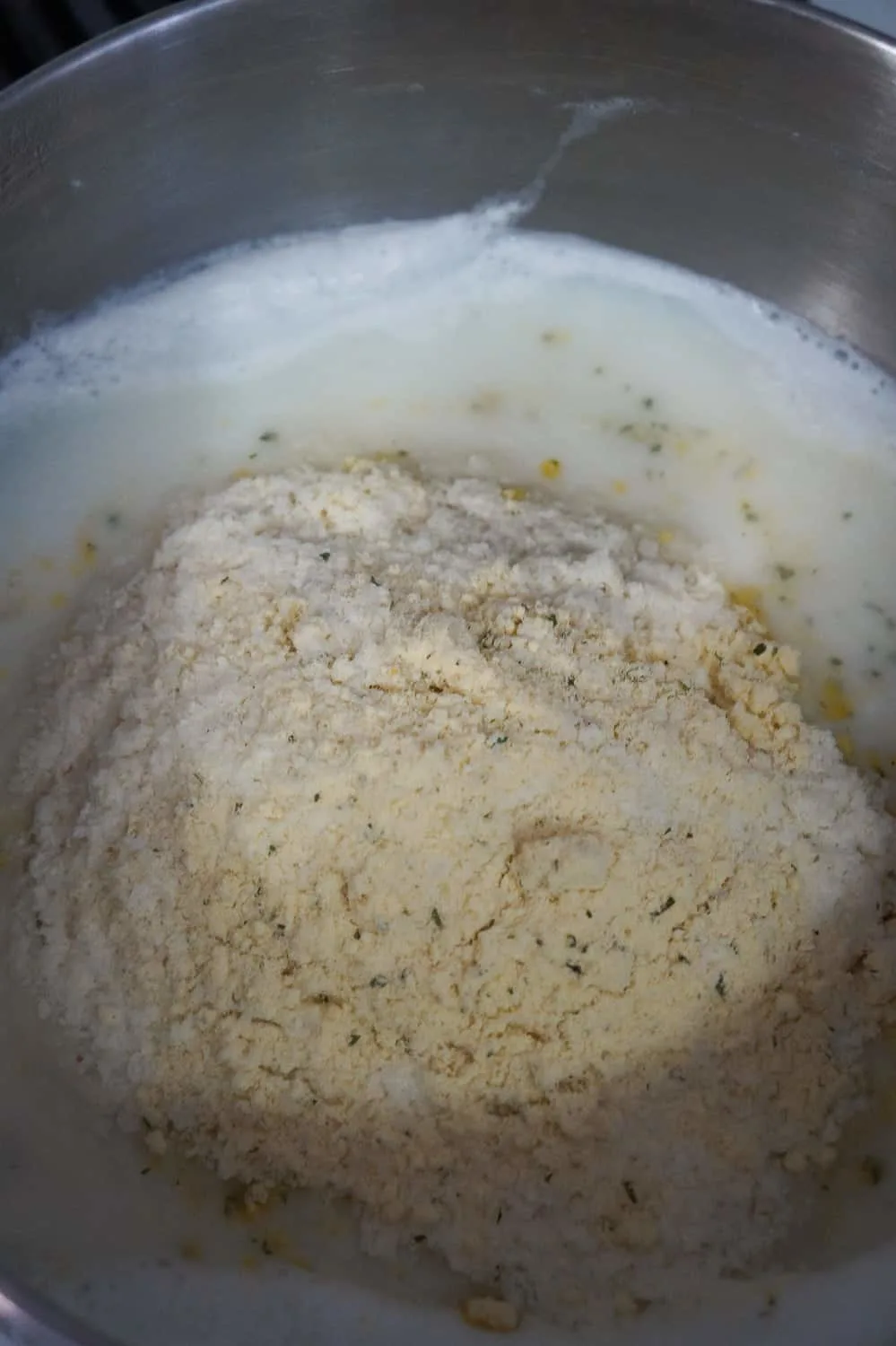 instant mashed potato powder added to boiling milk