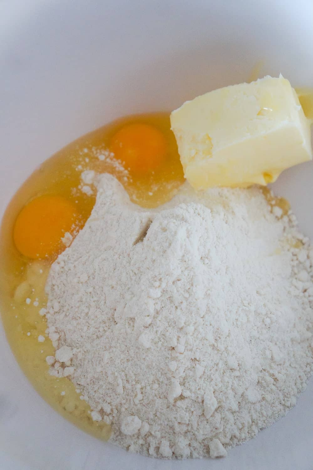 sugar cookie mix, eggs and butter in a mixing bowl