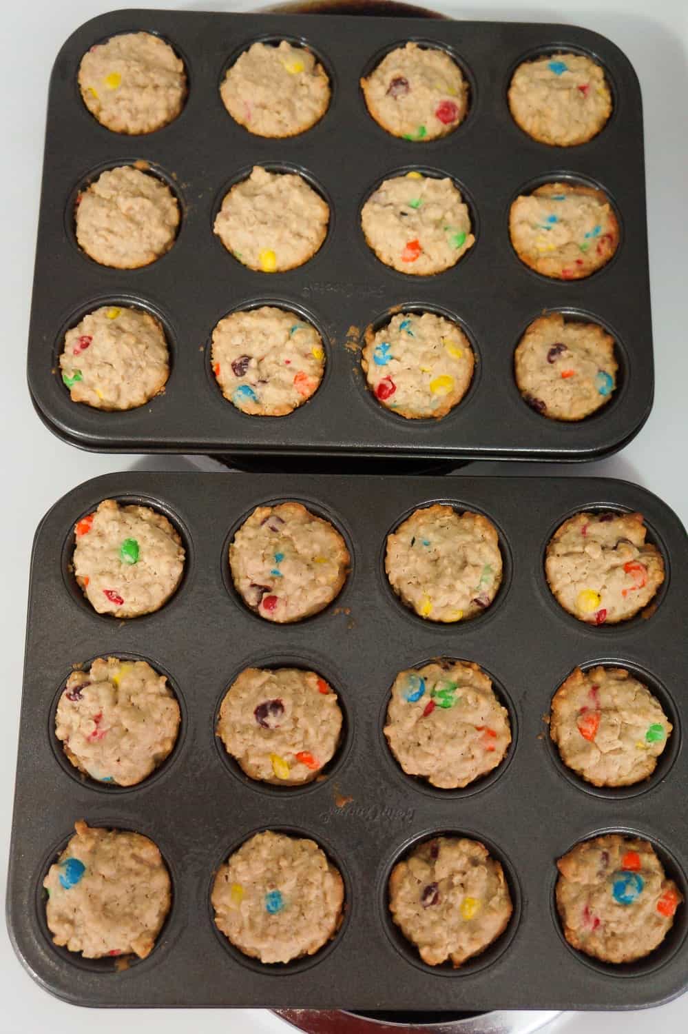 monster cookies baked in mini muffin tins