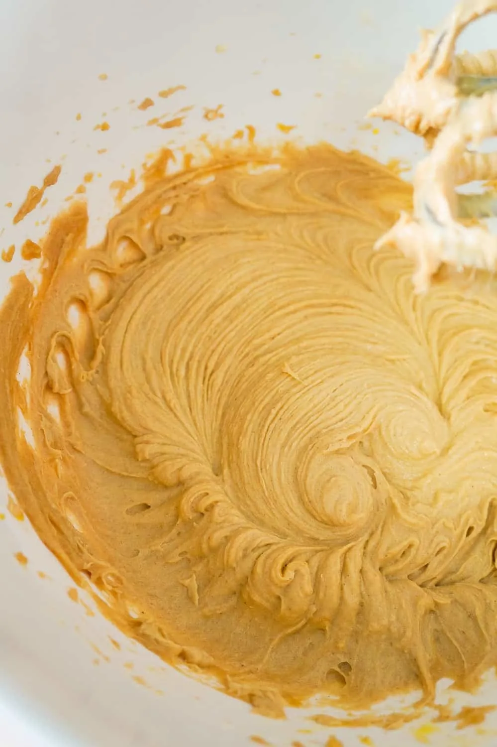 creamed together peanut butter, butter and sugar in a mixing bowl