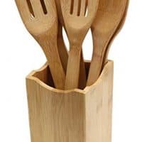 Oliva Italiana 7 Pc. Bamboo Kitchen Utensil Set Eco-Friendly, 100% Organic Bamboo, Professional-Grade, with Ergonomic Handle.