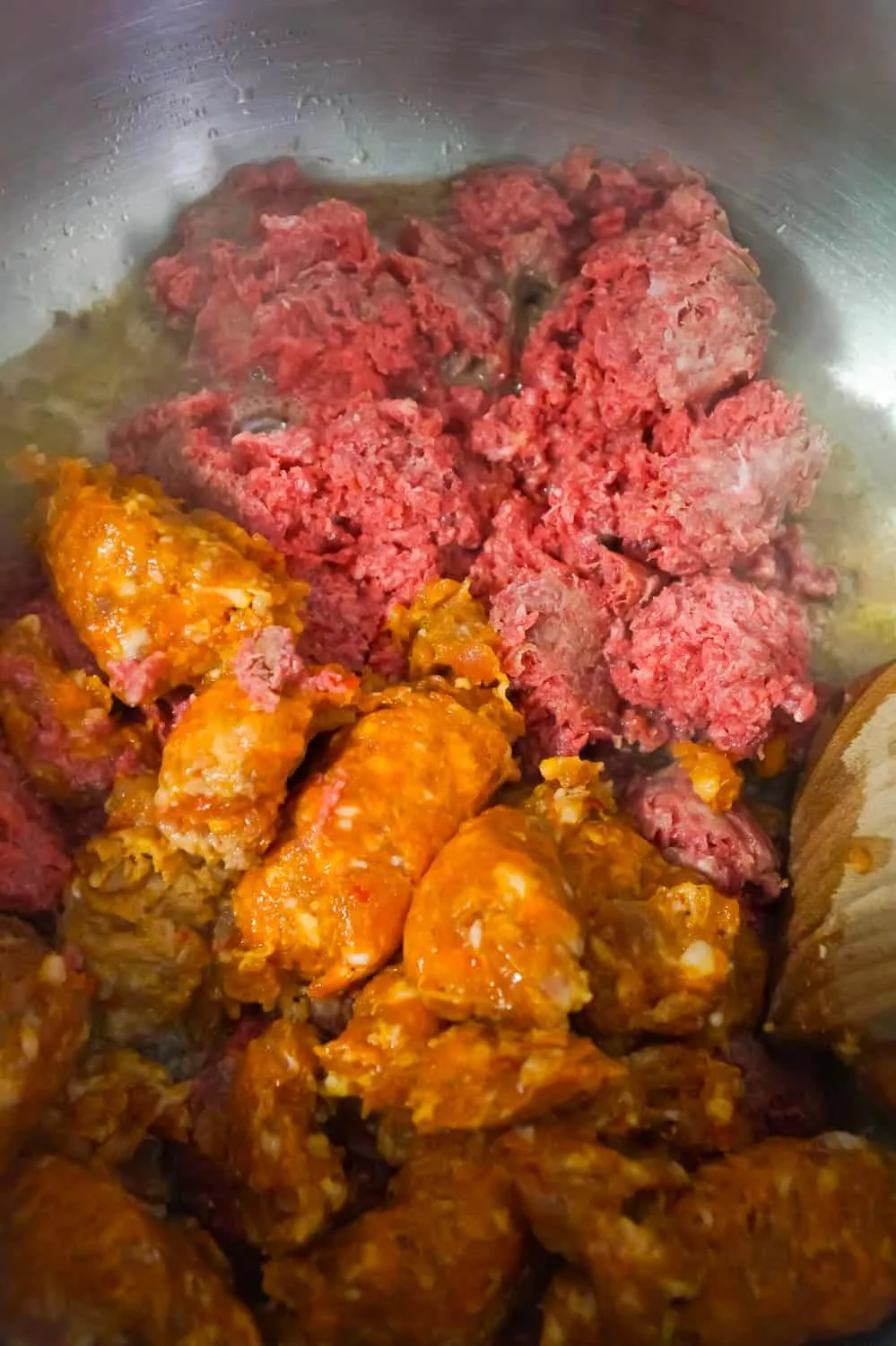 ground beef and hot Italian sausage meat