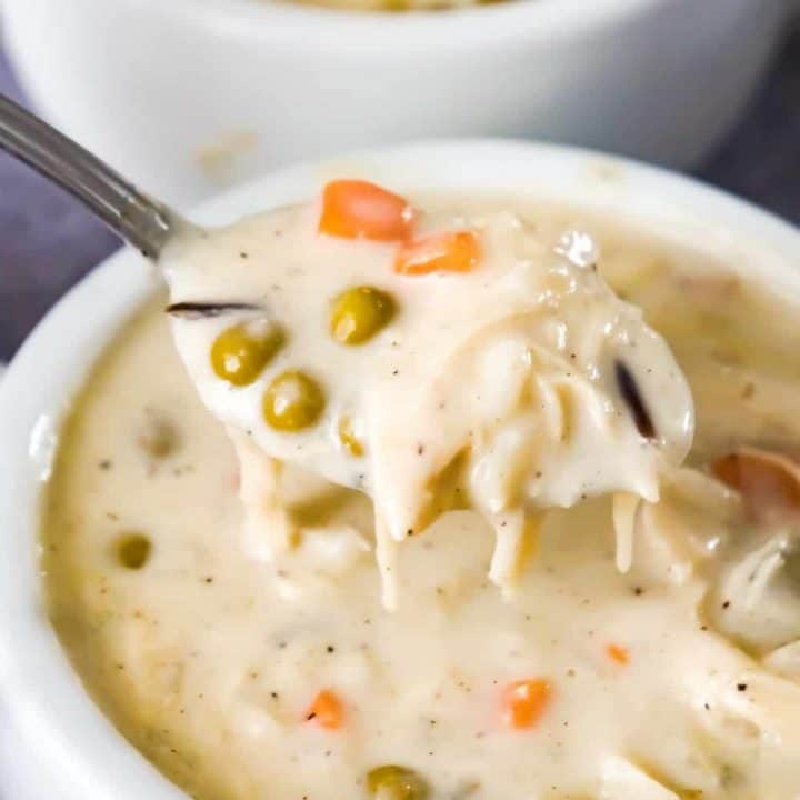 Creamy Turkey Soup with Rice is a perfect fall comfort food recipe. This hearty soup is a great way to use up your leftover Thanksgiving turkey.