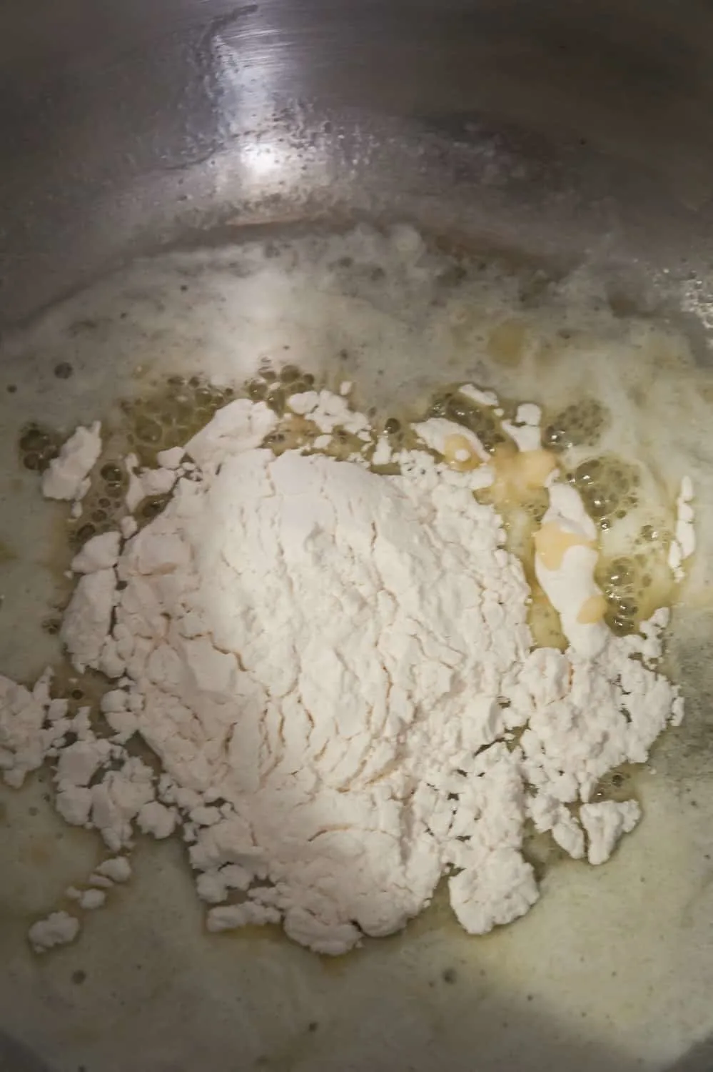 flour added to pot with melted butter