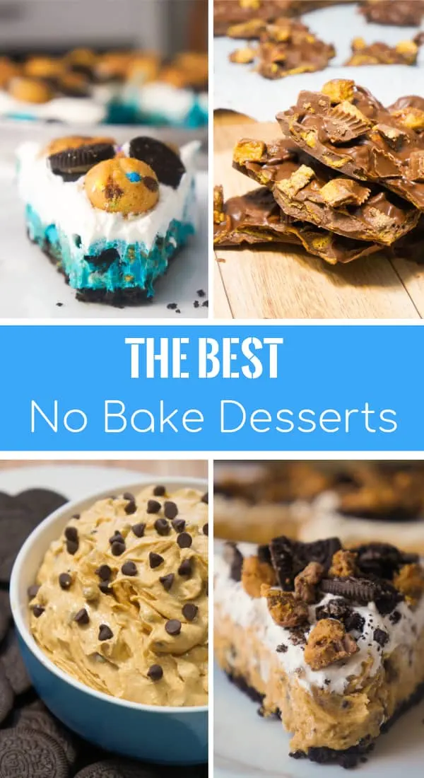 No Bake Dessert Recipes including no bake cheesecakes, no bake pies, chocolate bark, pudding parfaits and dessert dips.