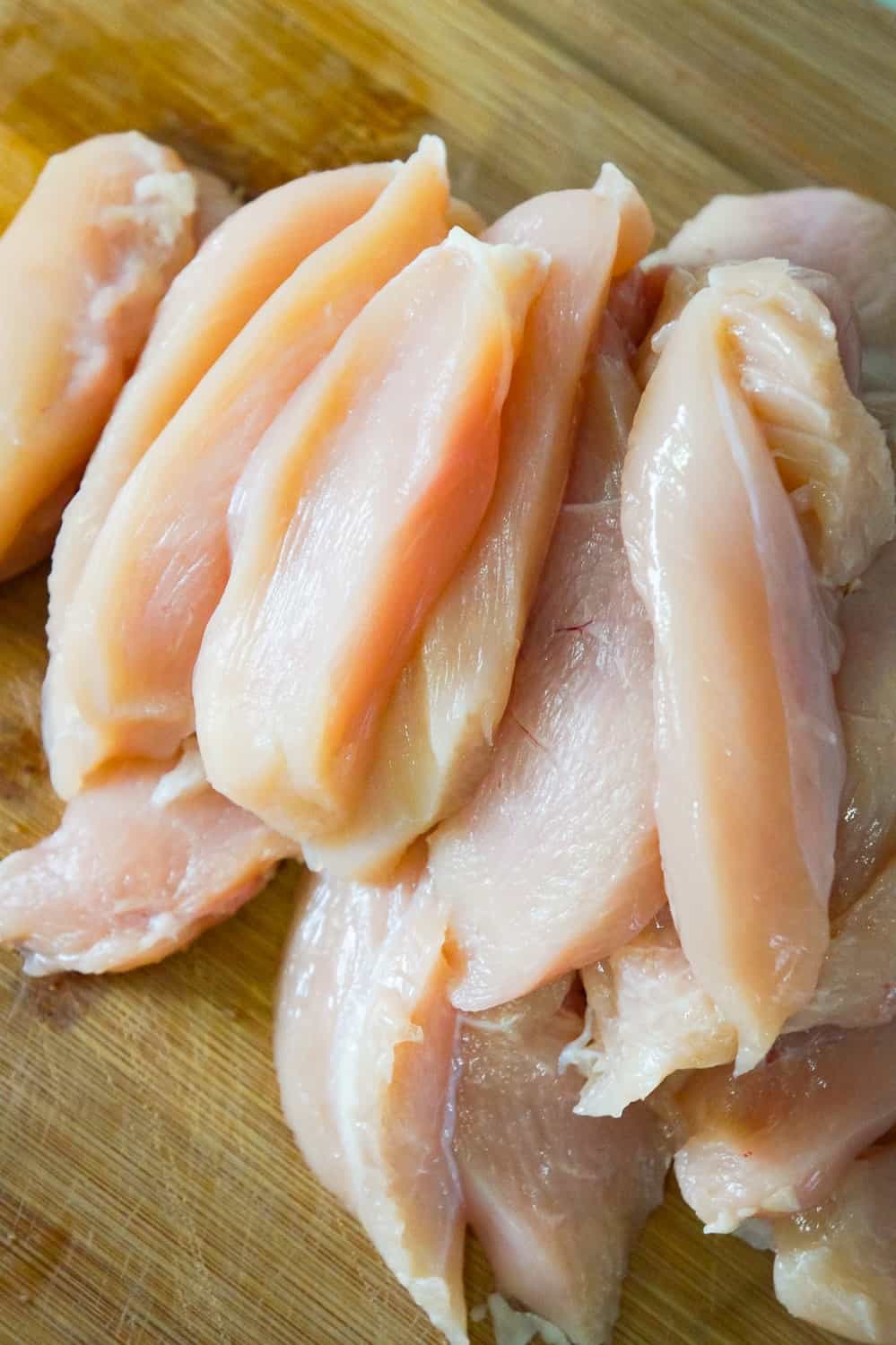 slices of raw chicken breast
