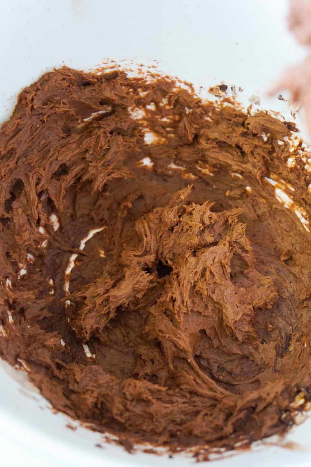 chocolate pudding mixture in mixing bowl