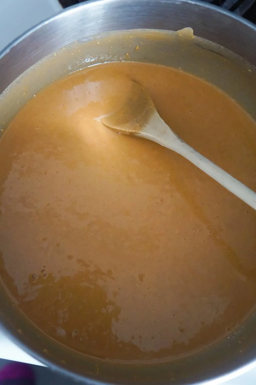 melted peanut butter mixture in a large saucepan