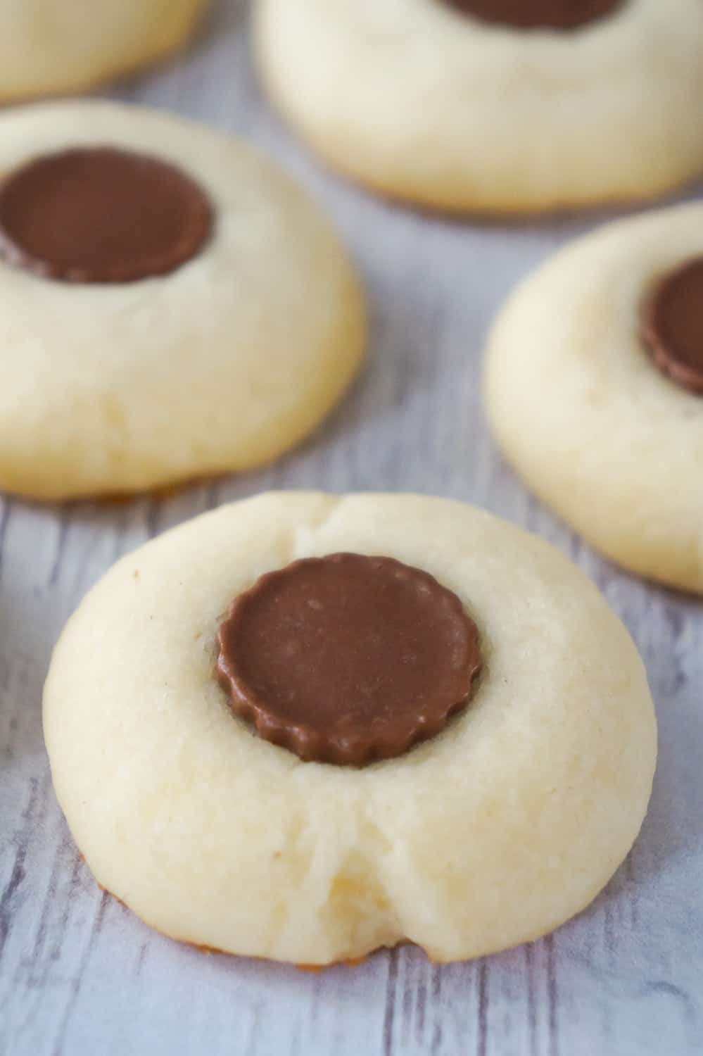 Whipped Shortbread with Peanut Butter Cups is an easy cookie recipe perfect for the holidays. These classic whipped shortbread cookies topped with Reese's Minis are sure to please the peanut butter lovers in your life.