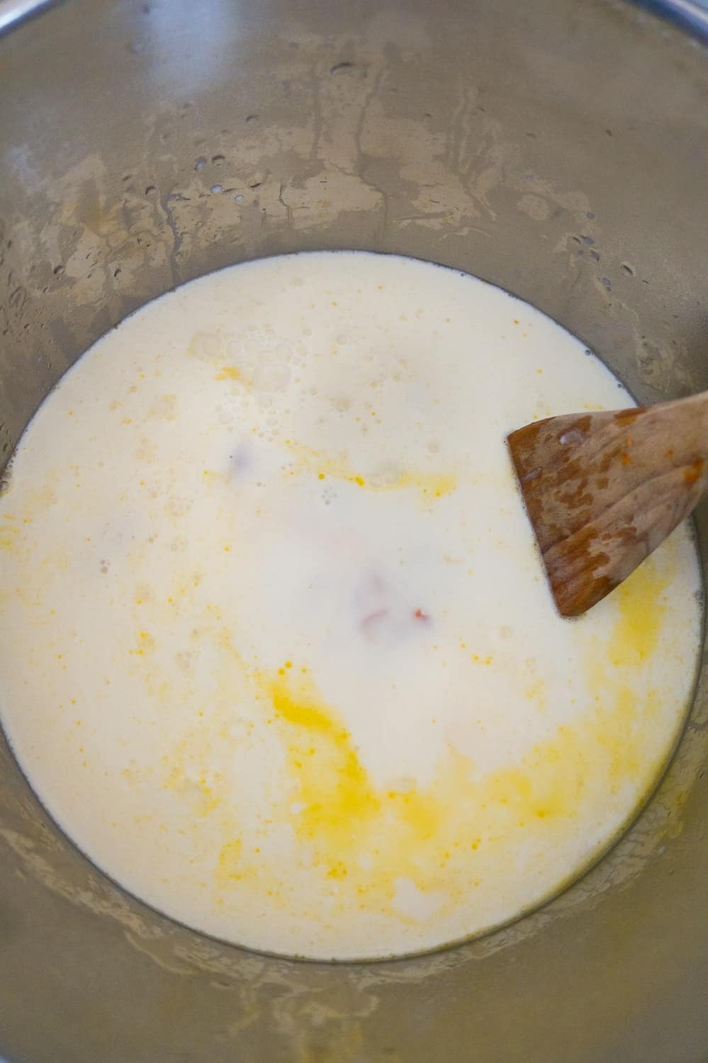 cream and chicken broth in an Instant Pot