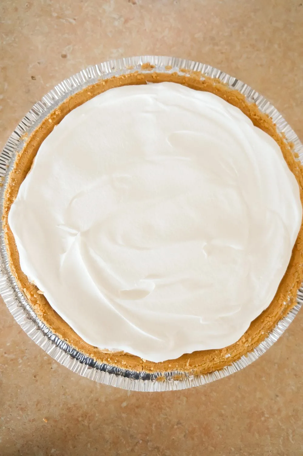 Cool Whip spread on top of peanut butter pie