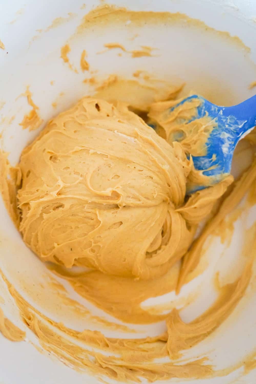 peanut butter pie filling in a mixing bowl