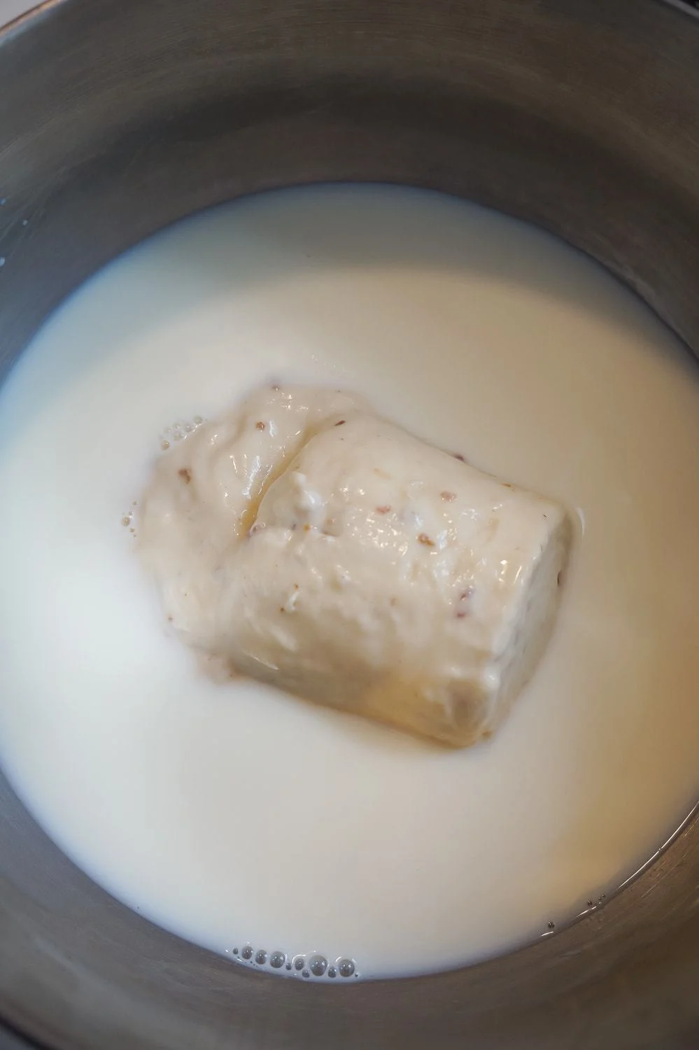 cream of bacon soup and milk in a large saucepan