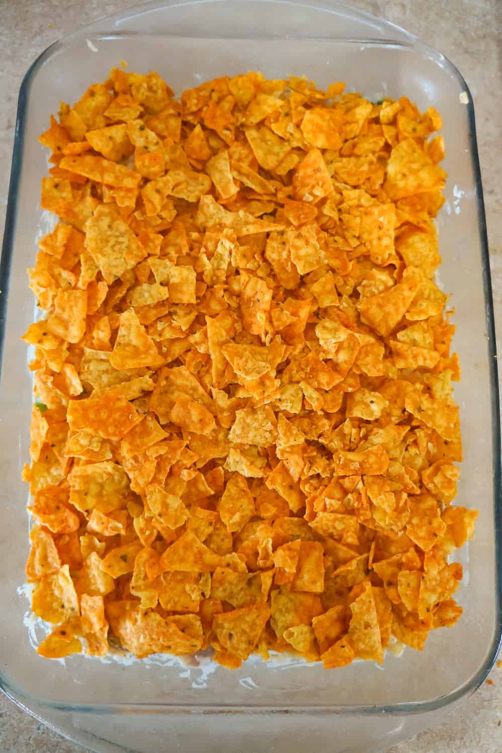 crumbled Doritos on top of casserole