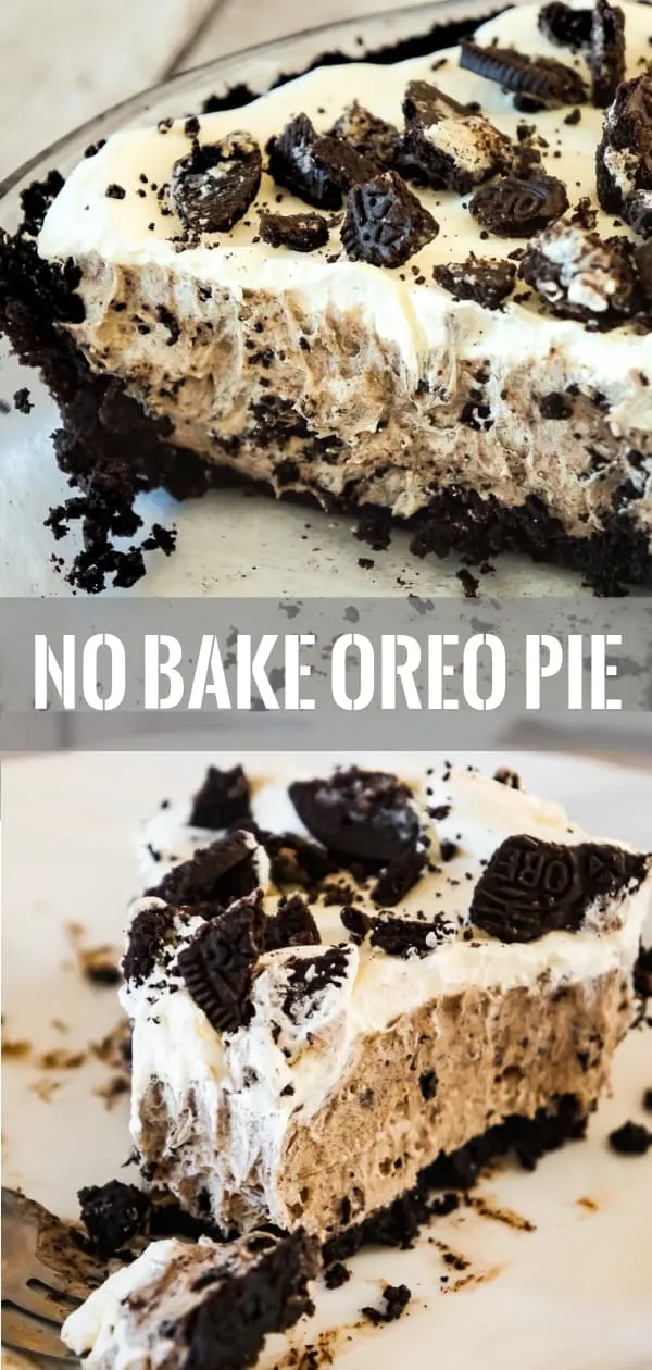 Oreo Pie is an easy no bake dessert recipe using vanilla instant pudding and a store bought Oreo crust. The creamy pudding and Cool Whip filling is loaded with white chocolate and crushed Oreo cookies.