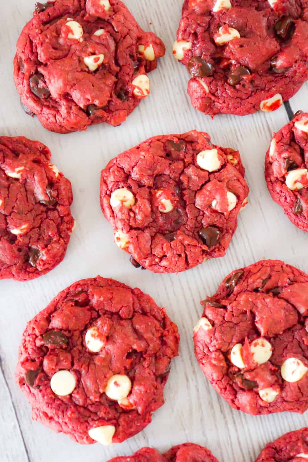 Red Velvet Cake Mix Cookies are an easy dessert recipe perfect for Valentine's day. These chewy red velvet cookies are loaded with semi-sweet and white chocolate chips.