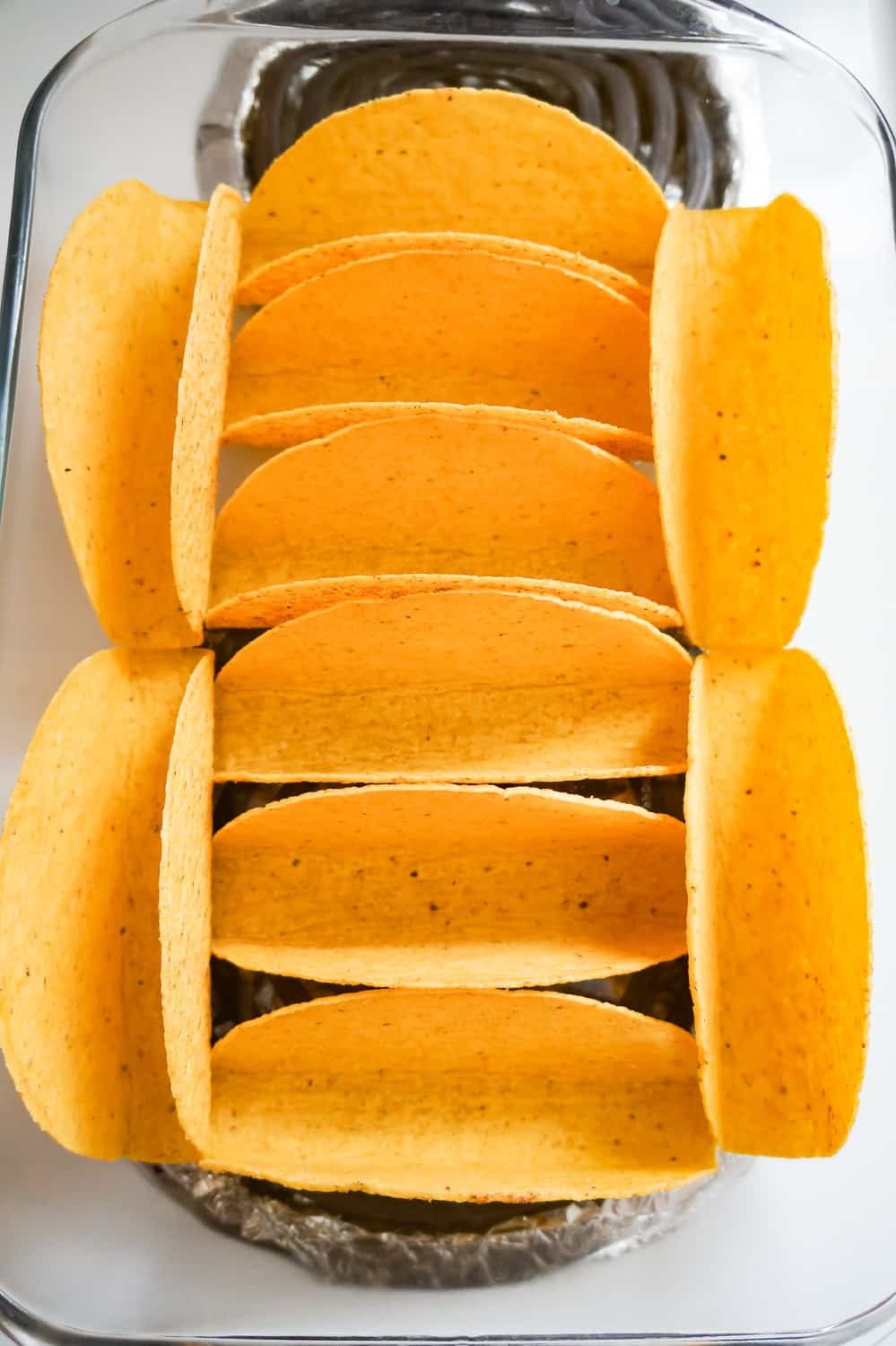ranch flavoured stand n stuff taco shells in a baking dish