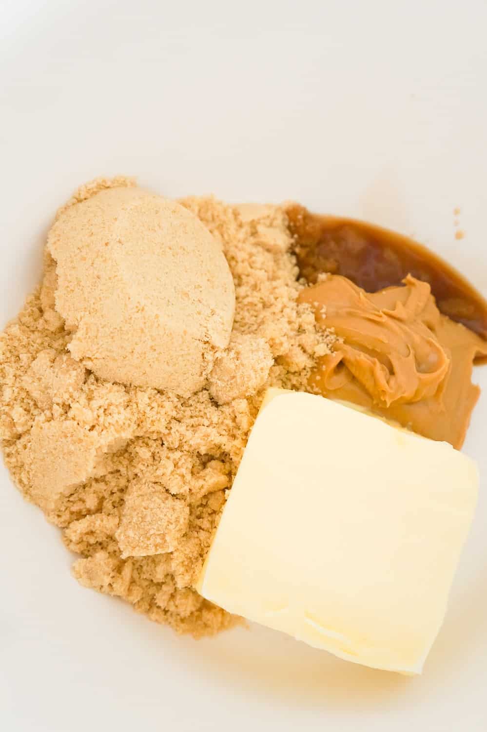 brown sugar, softened butter, smooth peanut butter and vanilla extract in a mixing bowl
