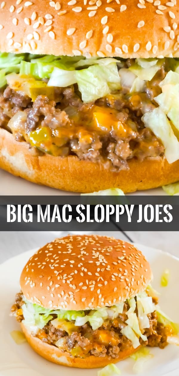 Big Mac Sloppy Joes are an easy ground beef dinner recipe perfect for weeknights. These sloppy joes are loaded with onions, pickles and cheddar cheese all tossed in a copycat Big Mac Sauce.