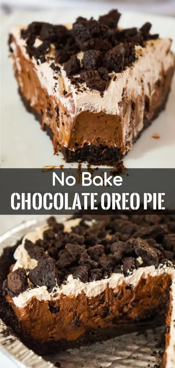 Chocolate Oreo Pie is an easy no bake dessert recipe perfect for when you don't feel like turning on the oven. This decadent pie is made with chocolate instant pudding mix and loaded with Dark Chocolate Oreo cookies.