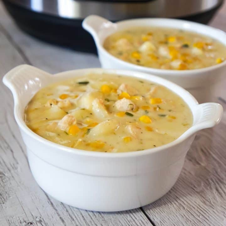 Instant Pot Chicken Gnocchi Soup with Cream Cheese is a hearty soup recipe perfect for weeknight dinners. This creamy soup is loaded with potato gnocchi, chunks of chicken breast, corn and Philadelphia Whipped Chive cream cheese.