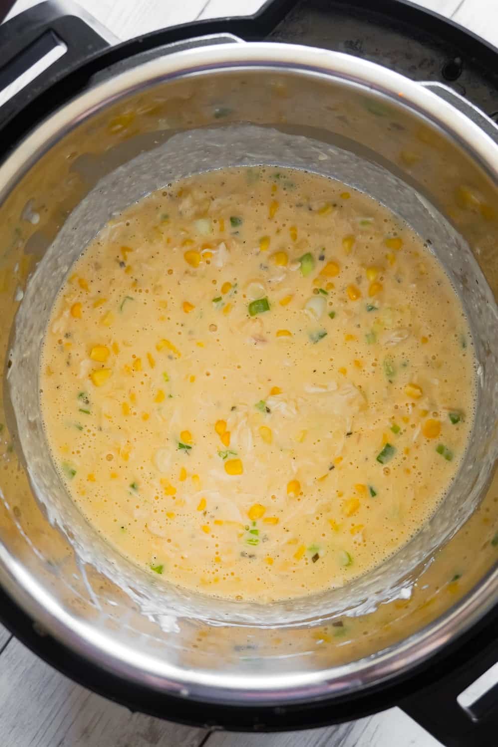 creamy chicken casserole mixture in an Instant Pot