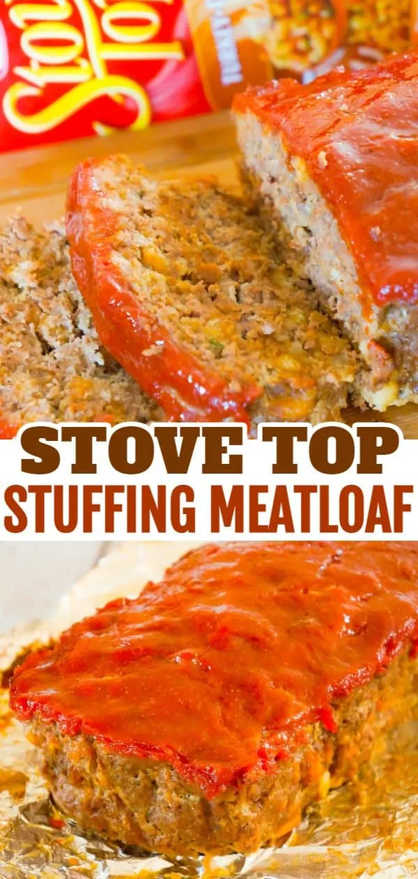 Stove Top Stuff Meatloaf is an easy ground beef meatloaf recipe with a ketchup glaze.