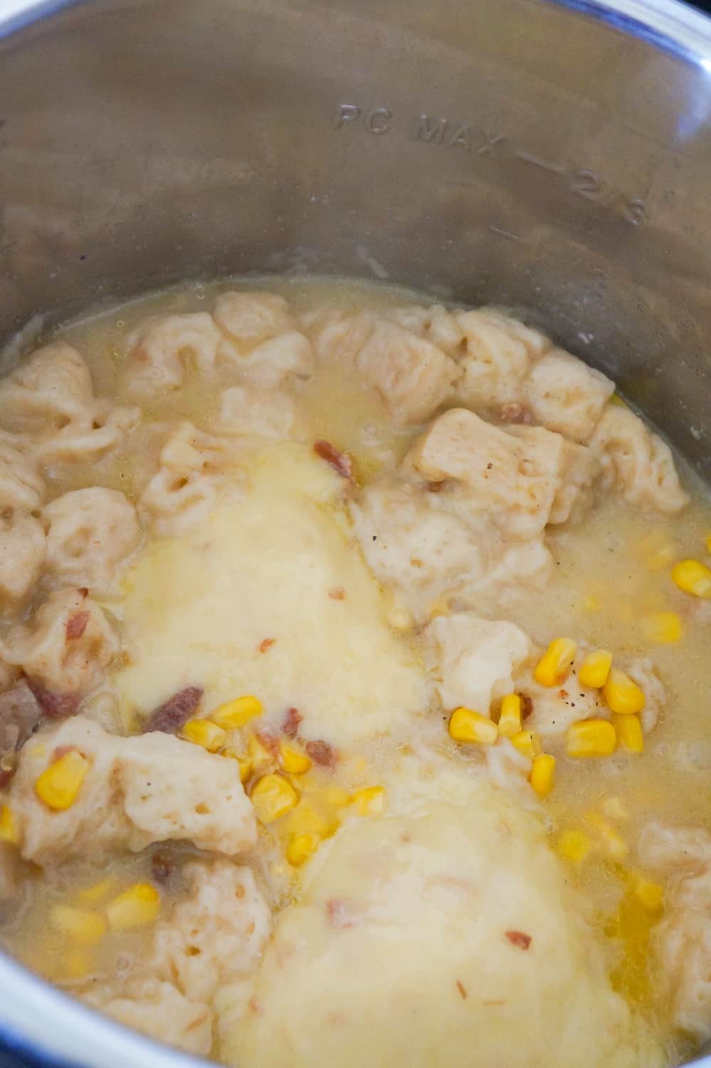 Instant Pot chicken and dumplings after cooking