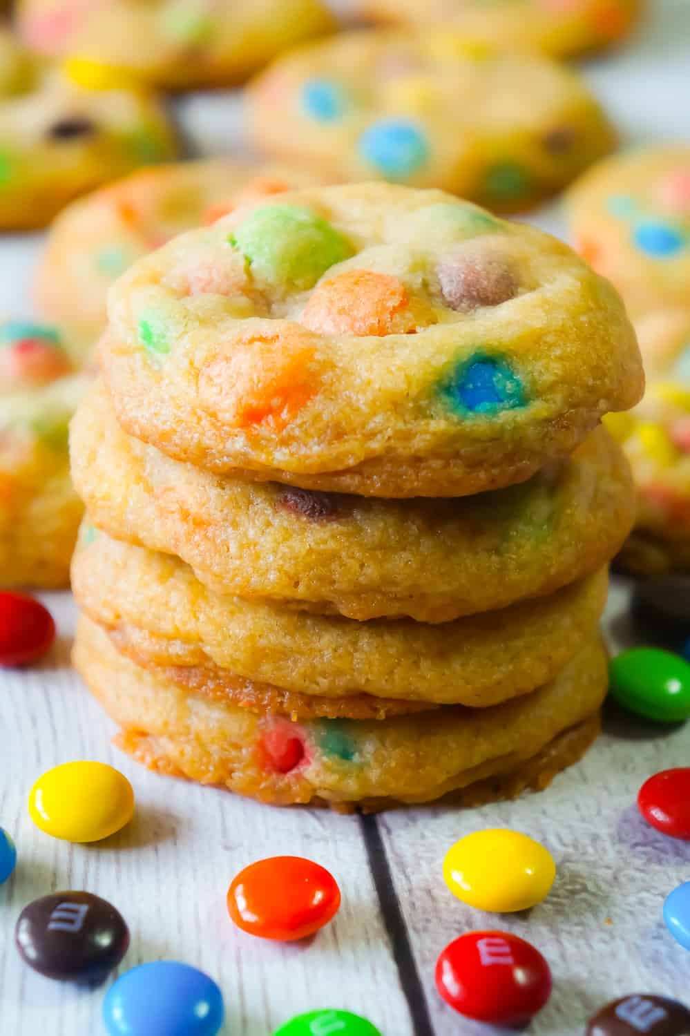 M&M cookies are soft, chewy and loaded with regular M&Ms and mini M&Ms. These delicious homemade cookies will please both kids and adults.