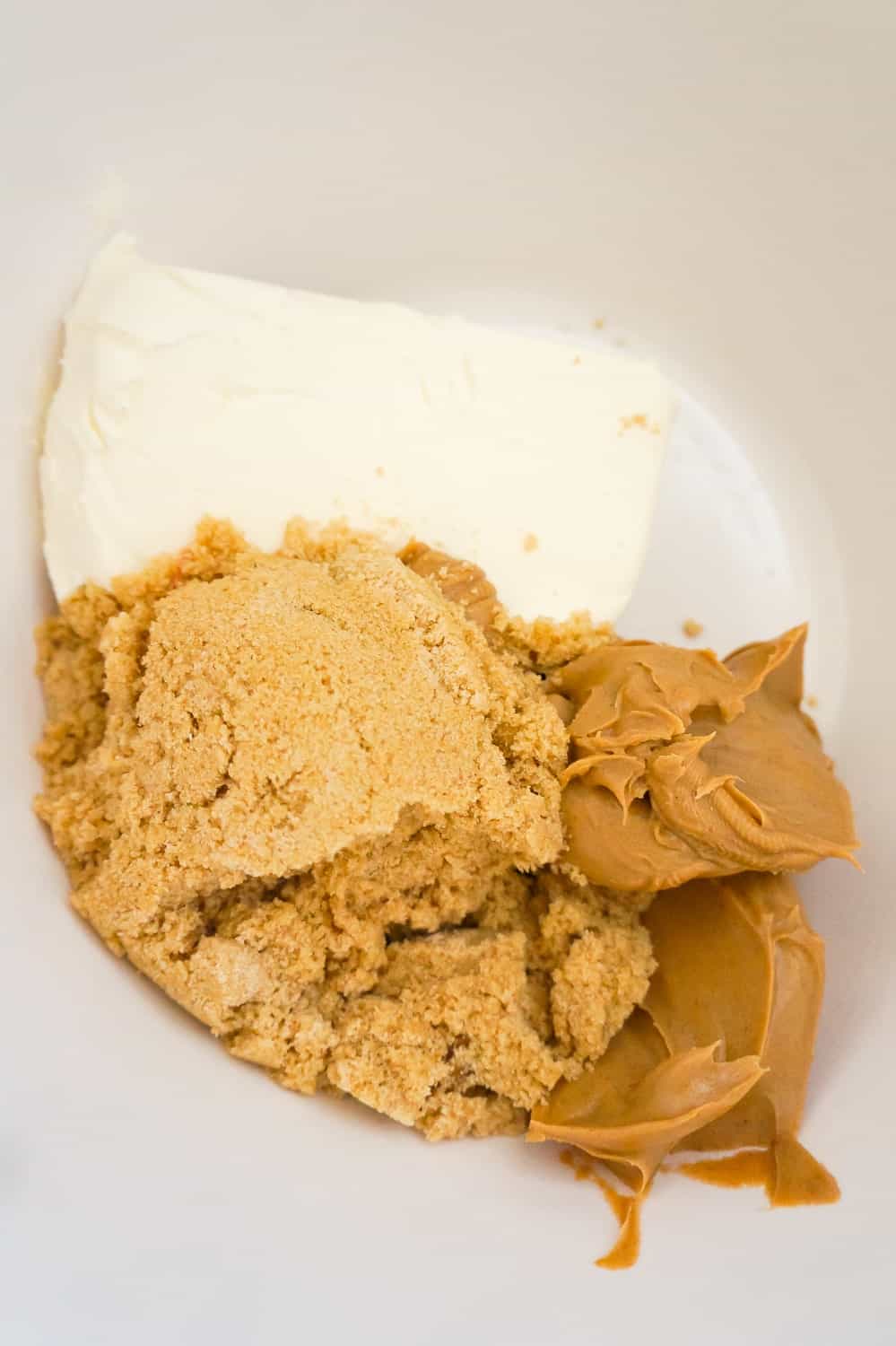 cream cheese, light brown sugar and smooth peanut butter in a mixing bowl