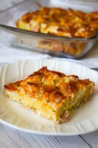 Bagel Breakfast Casserole with Eggs, Ham and Bacon - THIS IS NOT DIET FOOD