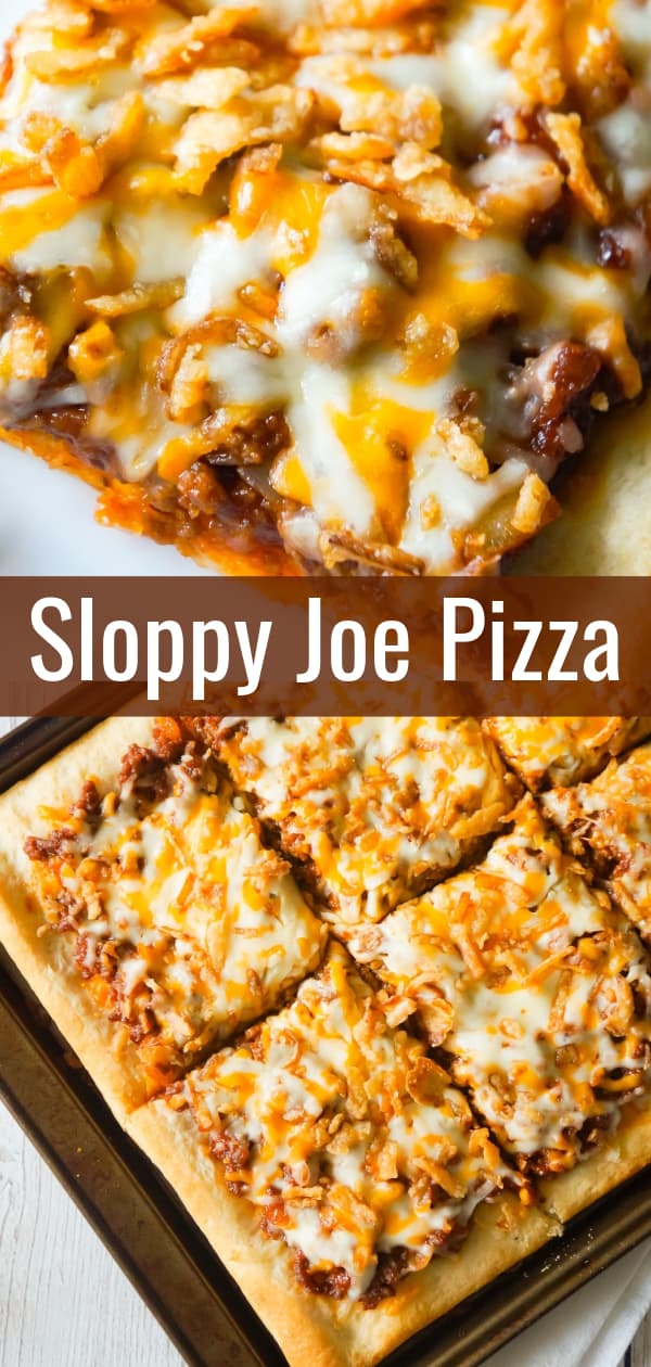 Sloppy Joe Pizza is an easy ground beef dinner recipe using Pillsbury pizza crust and homemade sloppy joe sauce.