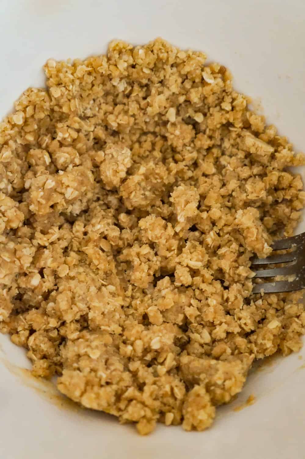 flour and oat mixture in a mixing bowl