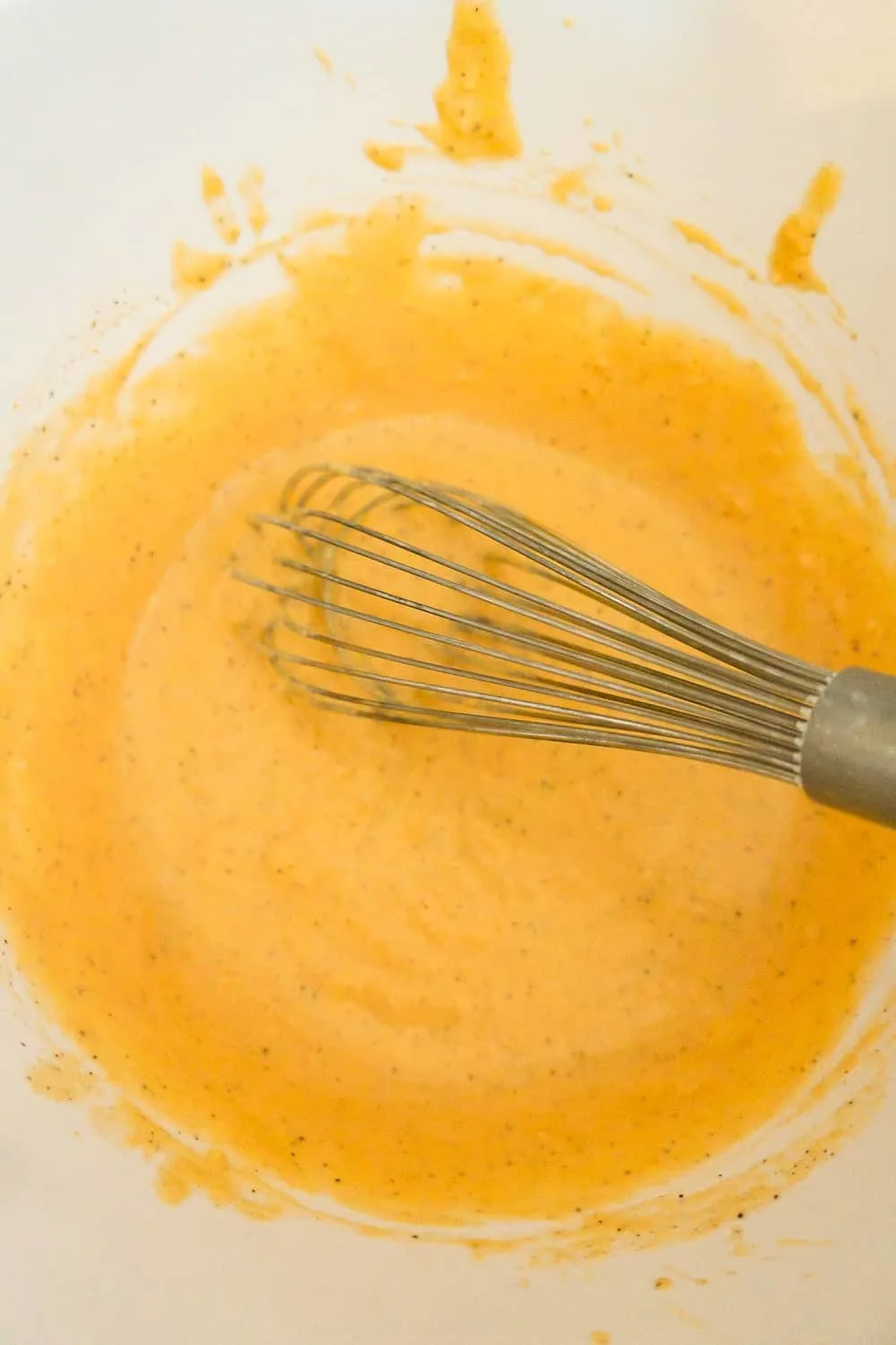 cheese soup mixture in a mixing bowl