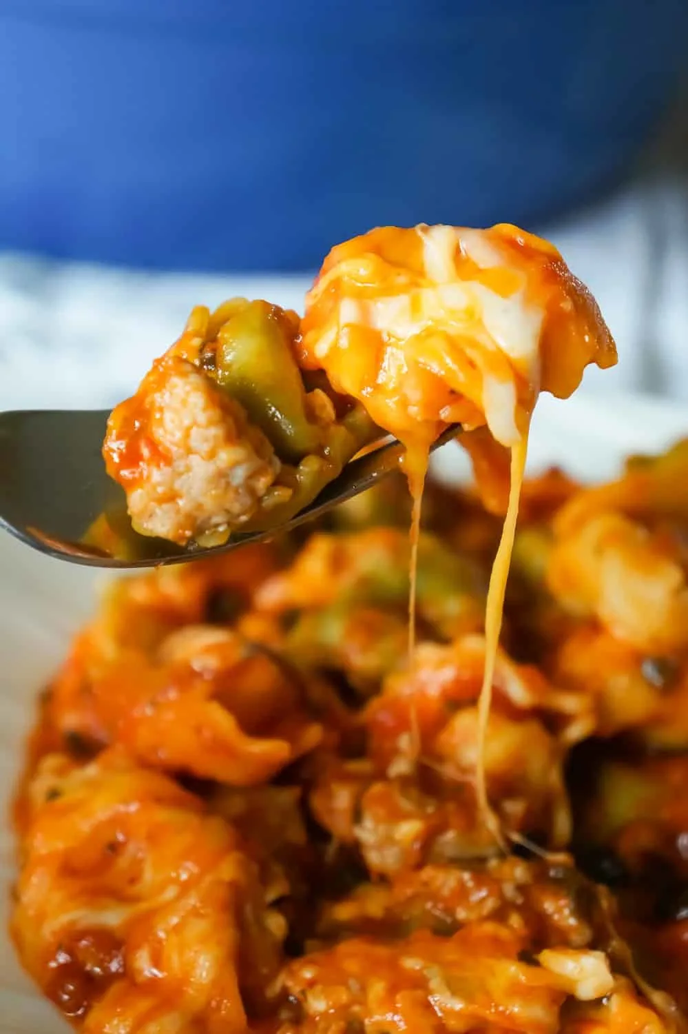 Cheesy Tortellini with Sausage is an easy one pot dinner recipe loaded with ground sausage meat and topped with mozzarella and cheddar cheese.