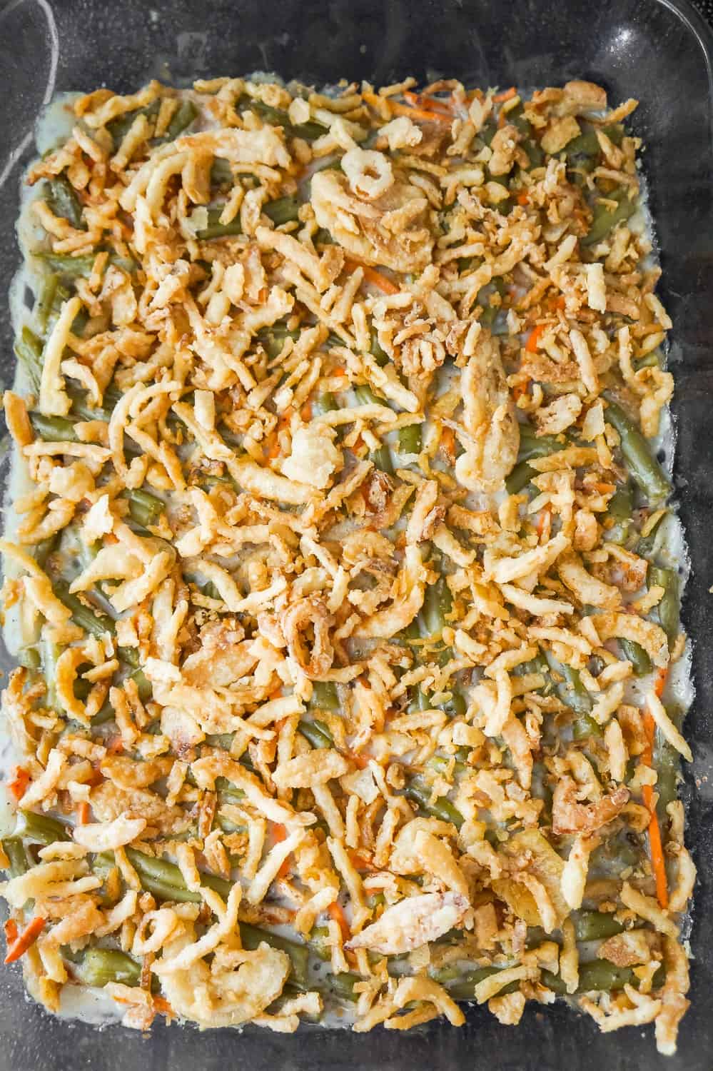 French's fried onions on top of green bean casserole