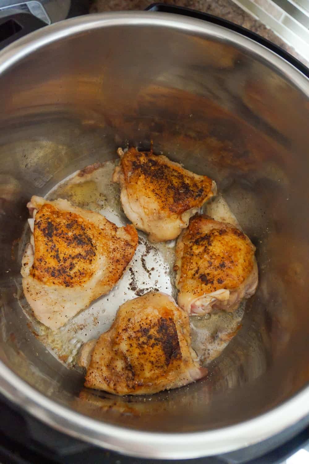 seared chicken thighs in an Instant Pot