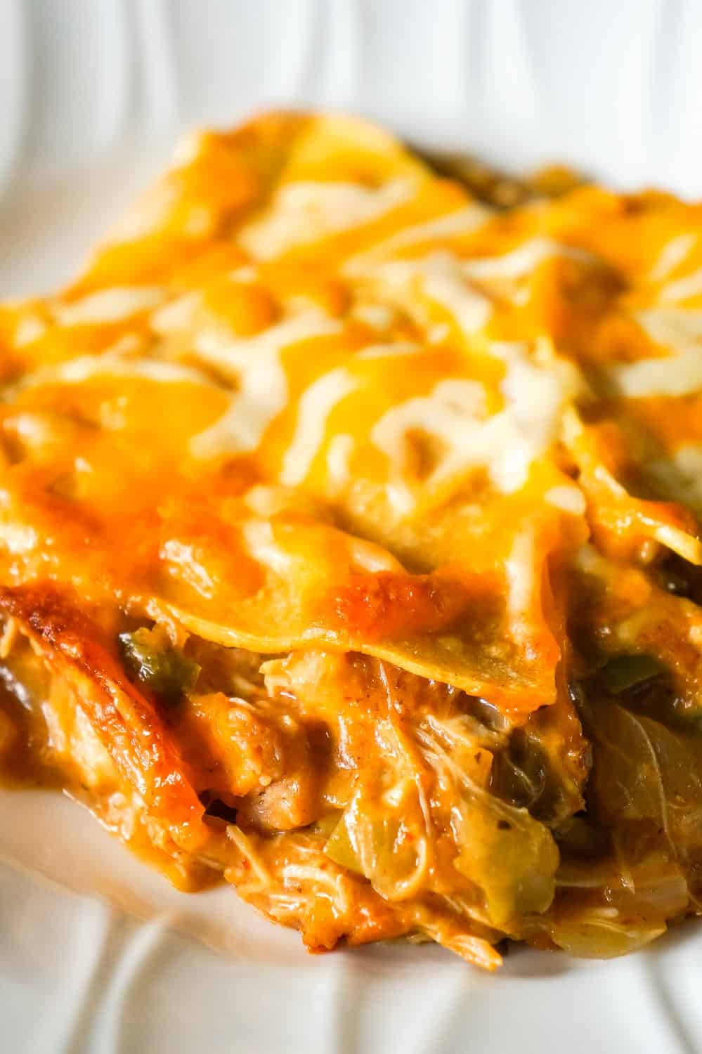 King Ranch Chicken Casserole is a creamy chicken casserole loaded with green peppers, chopped green chilies and layers of corn tortillas and cheese.