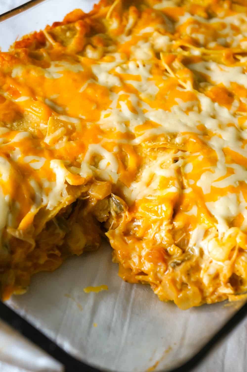 King Ranch Chicken Casserole is a creamy chicken casserole loaded with green peppers, chopped green chilies and layers of corn tortillas and cheese.