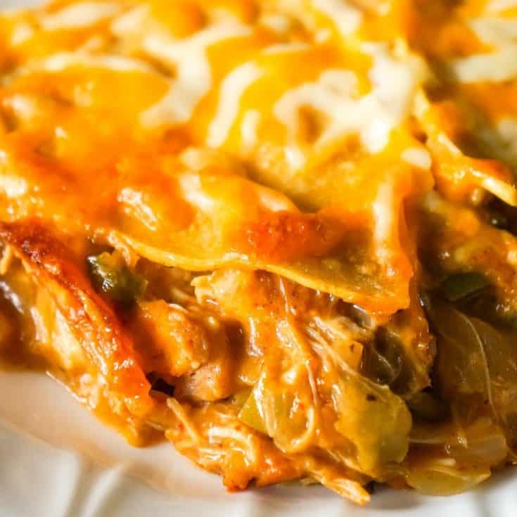 King Ranch Chicken Casserole is a creamy chicken casserole loaded with green peppers, chopped green chilies and layers of corn tortillas and cheese.